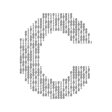Letter C made from binary code digits. Technology background Stockillustratie