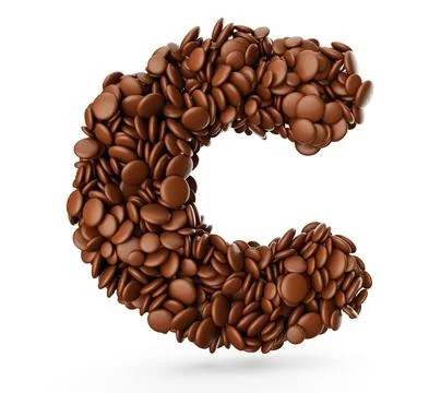 Letter C made of chocolate Coated Beans Chocolate Candies Alphabet Word C 3.. Stock Illustration