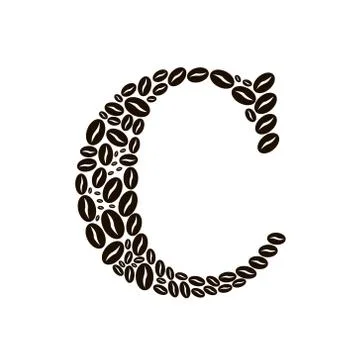 Letter c made of coffee beans vector set Illustrazione stock