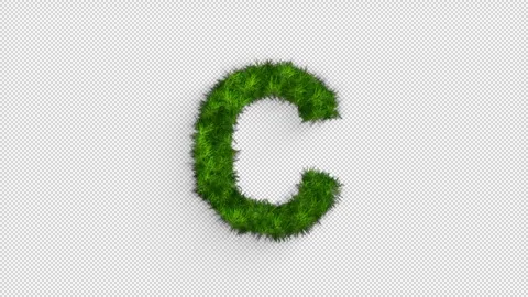 Letter C made of grass with alpha channel, alphabet in the form of green gra Stock-Footage 262061626