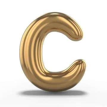 Letter C made of inflatable balloon isolated on white background. 3D Stock Illustration