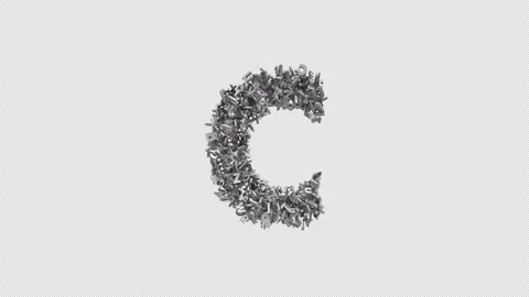 Letter C Made of Letters with Alpha Channel. 3D Font. Alphabet Letter Animation Stock Footage 304993110