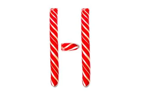 Letter C made of Red Candy Cane. Festive font C isolated on white Stock-Fotos