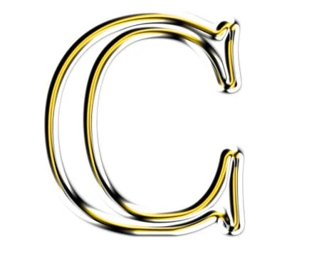 Letter c from metal solid alphabet. Illustrazione stock
