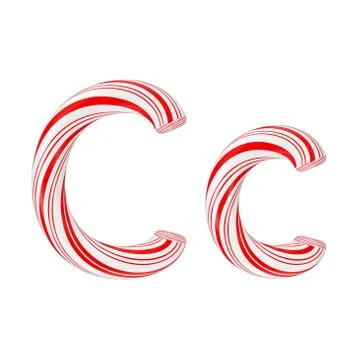 Letter C Mint Candy Cane Alphabet Collection Striped in Red Christmas Colour  Stock Illustration