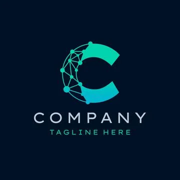 Letter C Molecule Logo, Bio tech Connect Dots Science Technology Logo Design  Stock Illustration