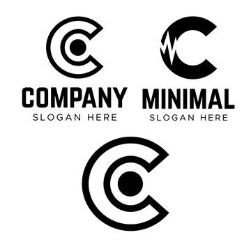 Letter C Negative Space Logo. Minimalism C logotype Stock Illustration