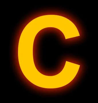 Letter C neon light full isolated on black Stock Photos