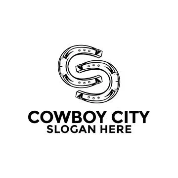 Letter C or CC or S Cowboy City logo or Cowboy Shoe logo in vintage style. .. Illustrazione stock