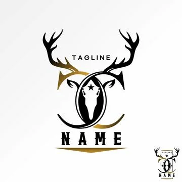 Letter C or CC skull deer head horns mascot animal adventure to sport hunting Stock Illustration