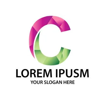 Letter C with polygonal style Stock Illustration