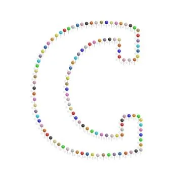 Letter c with pushpin 스톡 일러스트