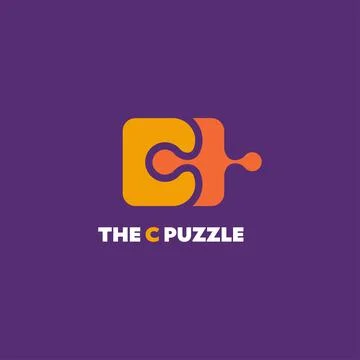 Letter C Puzzle Logo Stock Illustration