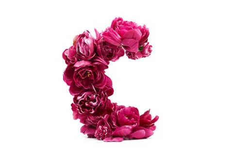 Letter C in red. Spring mood. Alphabet. Creative letters. Letter C Stock Photos