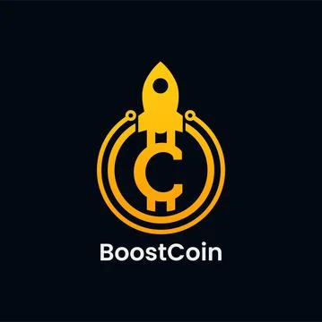 Letter C Rocket Boost Coin Logo Design Stock Illustration