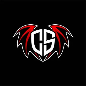 Letter C S initial vector logo template with a minimalist dragon wing style Stock Illustration