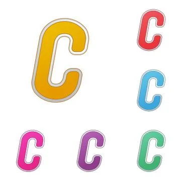 Letter C, set of colour variants, on a white background. Vector Stock Illustration