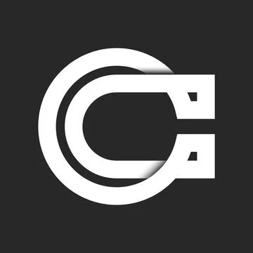 Letter C shape logo monogram, intersection white lines identity print emblem. Stock Illustration