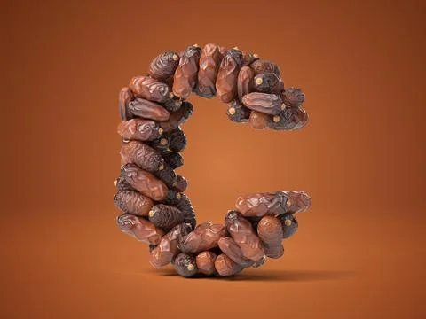 Letter C shaped date palm fruits, 3d illustration Stock Illustration
