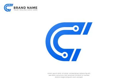 Letter C tech circuit logo Stock Illustration