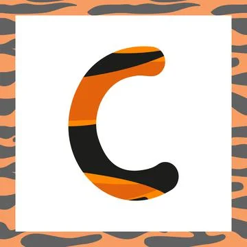 Letter C with tiger pattern Stock Illustration