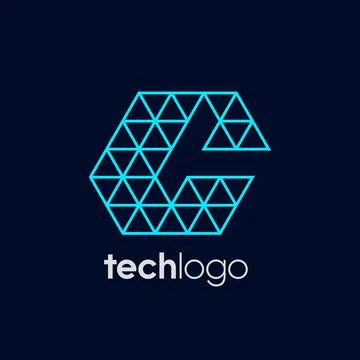 Letter C Triangle Polygon Tech Logo Stock Illustration