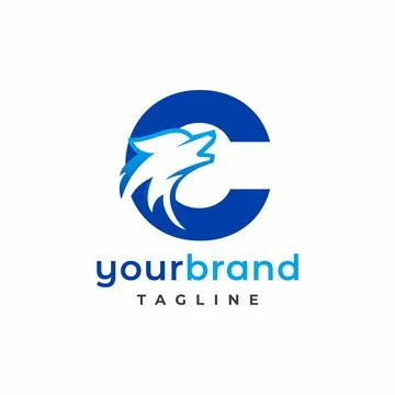 Letter C Wolf Logo Design Vector , Initial Gaming Logo Stock Illustration