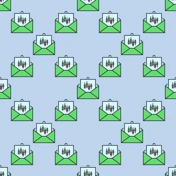 Letter with candlestick chart vector colored seamless pattern Stock Illustration