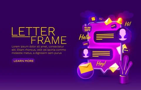 Letter chat smartphone mobile screen, technology mobile display. Vector Stock Illustration