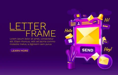 Letter chat smartphone mobile screen, technology mobile display. Vector Stock Illustration