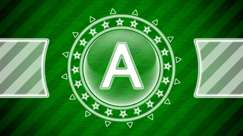 Letter A in circle shape and green striped background. Looping footage. Stock Footage 141271264