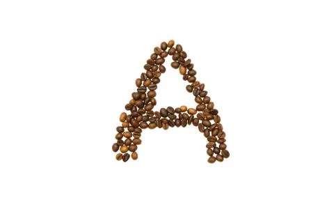 Letter A of coffee beans Stock Photos