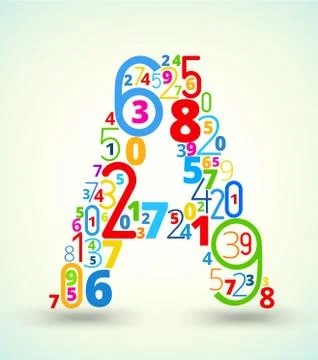 Letter A, colored font from numbers Stockillustratie