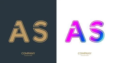 AS letter colorful logo in the circle. Vector design template elements for .. Illustrazione stock