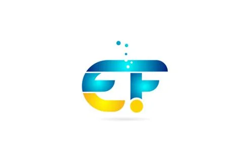 Letter combination ef e f orange blue alphabet for company logo Stock Illustration