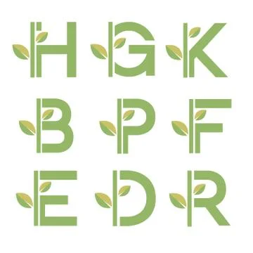 Letter combination with  green leaf logo Stock Illustration