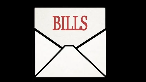Letter coming out of envelope with Bills written alpha Video stock 77245359