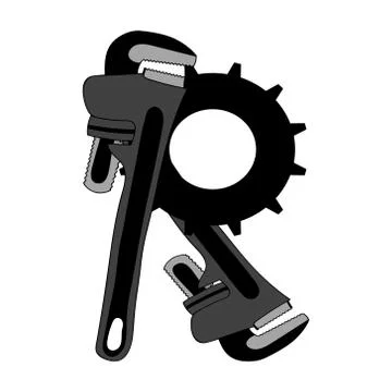 Letter consisting of adjustable keys and gears. Logo image. The letter R Stock Illustration