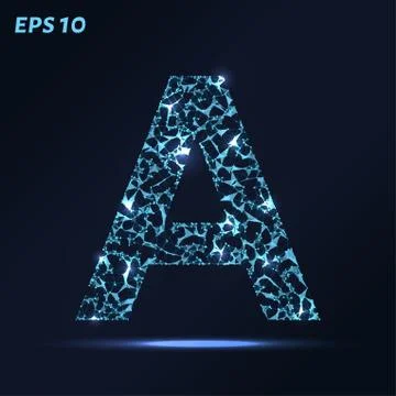 The letter A consists of points, lines and triangles. Vector illustration. Stock Illustration