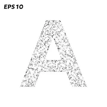 The letter A consists of points, lines and triangles. Vector illustration. Stock Illustration