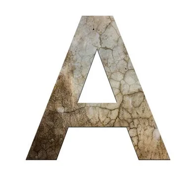 Letter a cracked cement texture isolate Stock Photos
