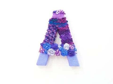 Letter "a" created with yarn Foto stock