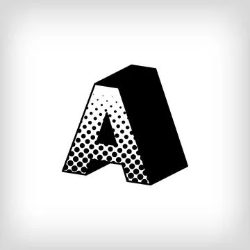 Letter A with creative shadow, pop art dot design alphabet sign. Stock Illustration