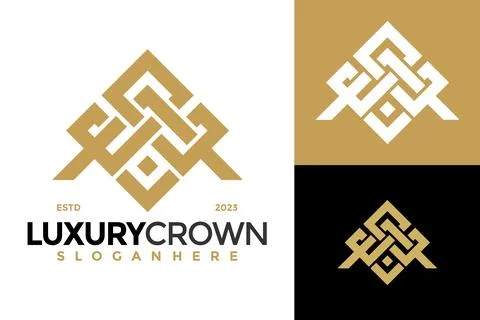 Letter A Crown Logo design vector symbol icon illustration Stock Illustration