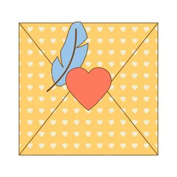 Letter in cute envelope. Romantic message with decor. Illustrazione stock