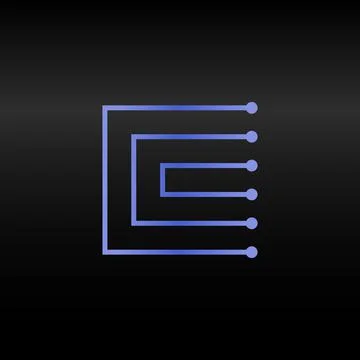 Letter C.Vector technology font. Digital alphabet element. Isolated. Microchip Illustrazione stock