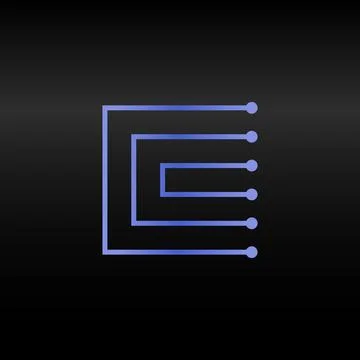 Letter C.Vector technology font. Digital alphabet element. Isolated. Microchip Stock Illustration