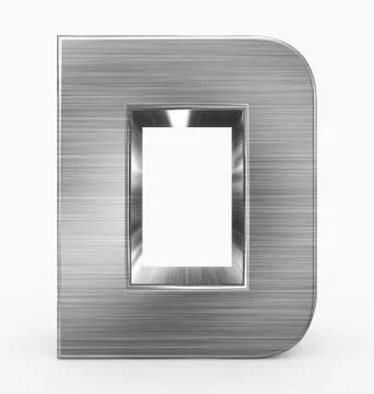 Letter D 3d cubic rounded metal isolated on white Stock Illustration