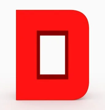 Letter D 3d cubic rounded red isolated on white Stock Illustration