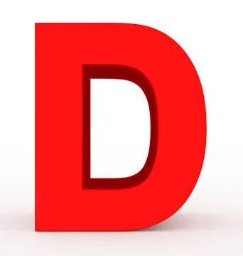 Letter D 3d red isolated on white Ilustração Stock